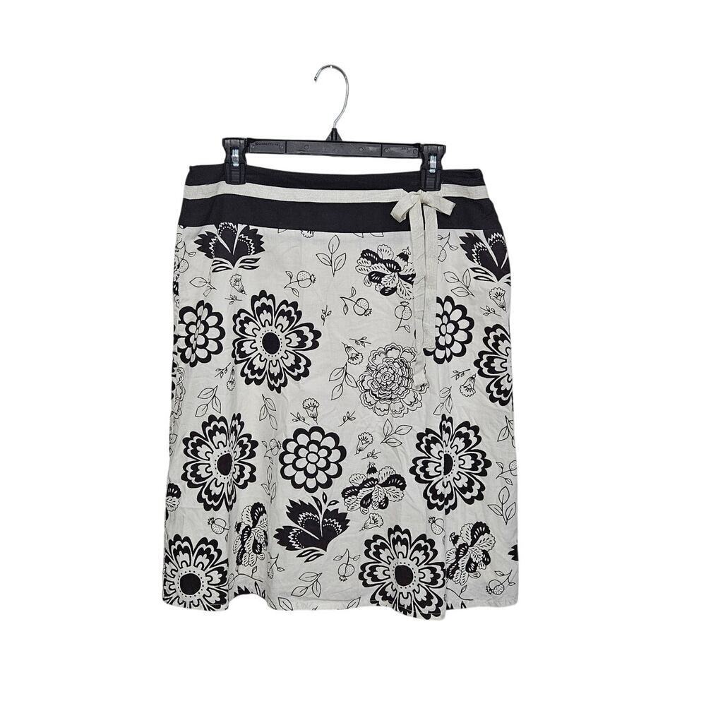 VTG Y2K Mix Nouveau Brown/Cream A-Line Floral Skirt Sz 10 Medium 100% Cotton